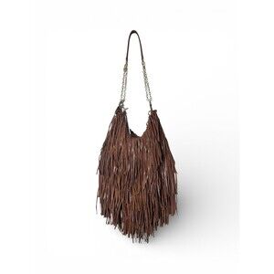 NWT Lost & Found Leather Brown Fringe Shoulder Bag Boho Western Festival